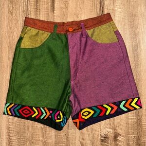 Multicolor Patchwork Shorts